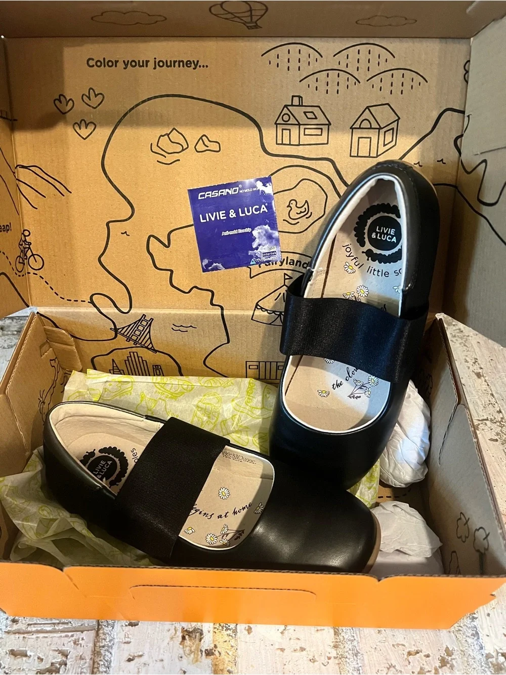 Livie & Luca Bella Black Girls Mary Jane Shoes with Elastic Strap Size 13